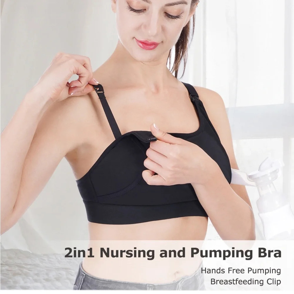 Sz M(38) Momcozy Hands Free Pumping Bra,breast pump compartment black nursing - Picture 4 of 12